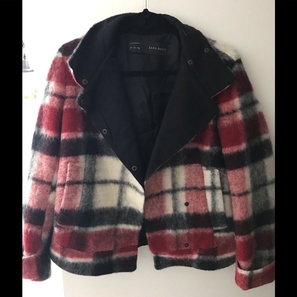 Zara Wool Plaid Peacoat